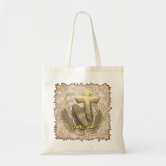 Prière Mains Croix sac fourre-tout chrétien (Devant)