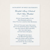 Prière Mariage catholique Marian Blue (Dos)