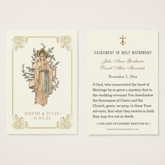 Prière Mariage de Lourdes à l'ivoire et à l'or (Devant & derrière)