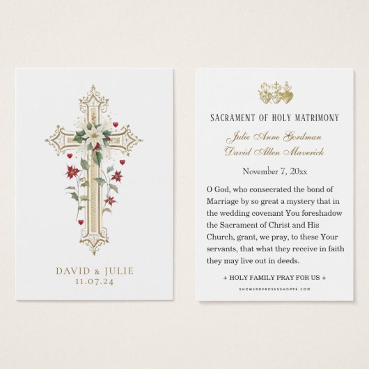 Prière Mariage de Noël catholique Carte Sainte (Devant & derrière)