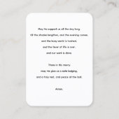 Prière pour la carte de prière mourante (Dos)