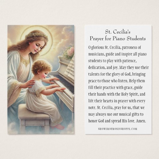 Prière St. Cecilia pour les étudiants en piano (Devant & derrière)