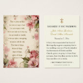 Prière vintage de Mariage rose (Devant & derrière)