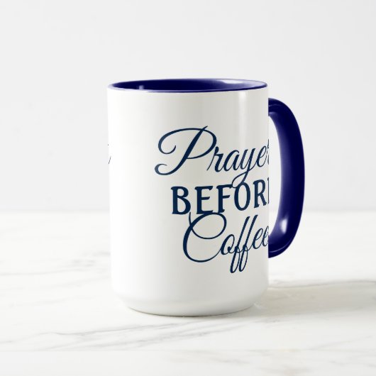 "Prières avant café" Mug chrétienne à deux tons (Devant droit)