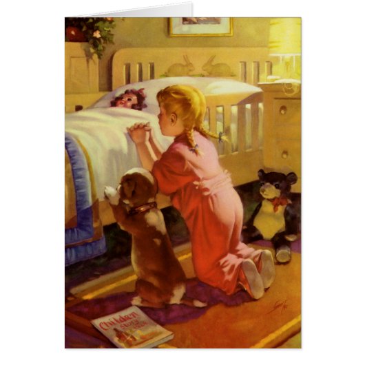 Prières du coucher, Fille avec chiot, Religion vin (Devant)