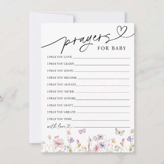 Prières et voeux fleurs sauvages pour la carte béb (Devant)