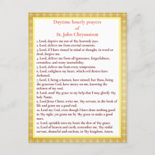Prières horaires de la carte de prière St. John Ch