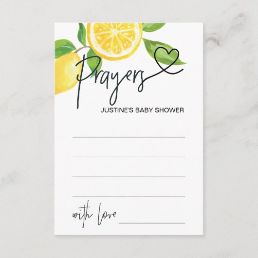 Prières Pour Carte De Souhait Baby shower Citrons (Devant)