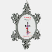 Priest 25th Ordination Jubileum Black Cross Tin Sneeuwvlok Ornament (Links)