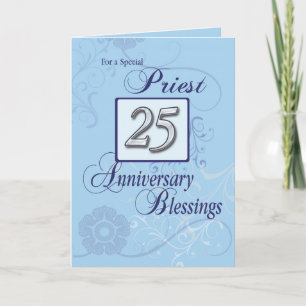 Priest 25th Ordination Jubileum Blue, Silver Kaart