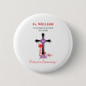 Priest 30th Ordination Jubileum Black Cross Ronde Button 5,7 Cm (Voorkant)