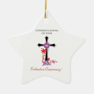 Priest 40th Ordination Jubileum Black Cross Keramisch Ornament