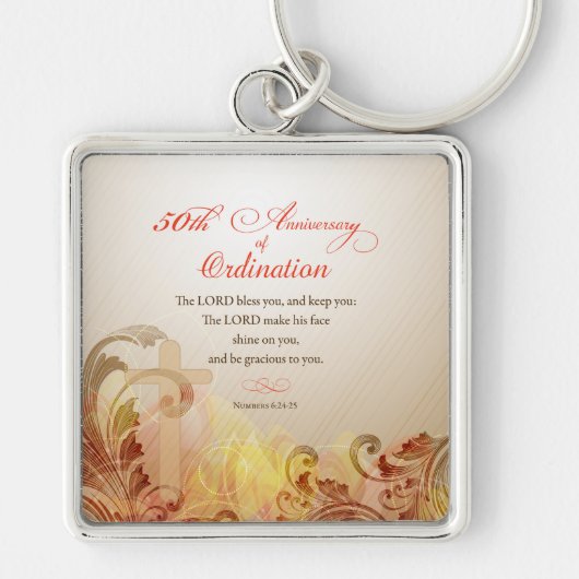 Priest, 50ste Jubileum van Ordination Blessing Sleutelhanger (Voorkant)