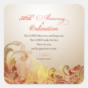 Priest, 50ste Jubileum van Ordination Blessing Vierkante Sticker