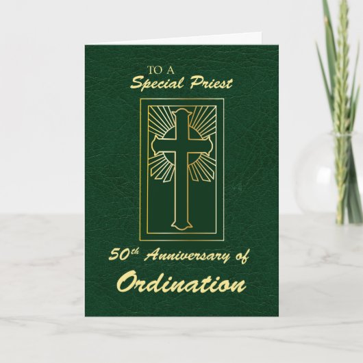 Priest 50th Jubileum, Ordination Green Leather Kaart (Voorkant)