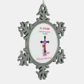 Priest 60th Ordination Jubileum Black Cross Tin Sneeuwvlok Ornament (Links)