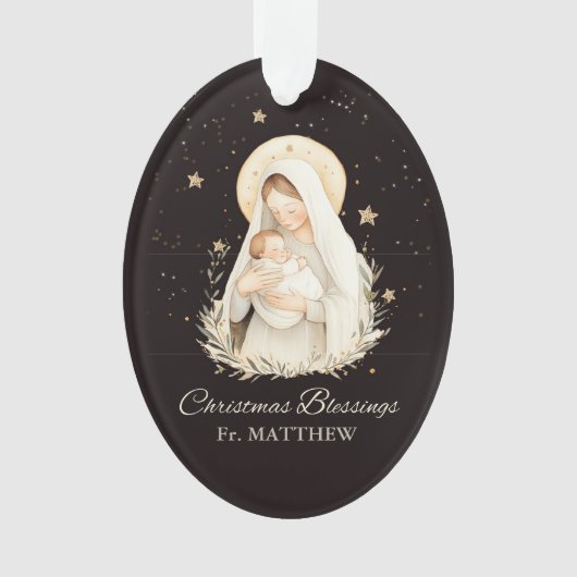 Priest Christmas Blessings Madonna Child Black (devant)