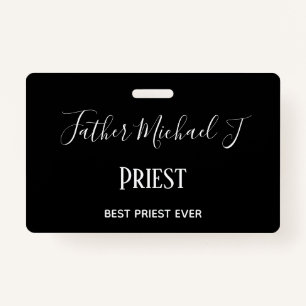 PRIEST GIFTS - gepersonaliseerd Classic Black Whit Badge