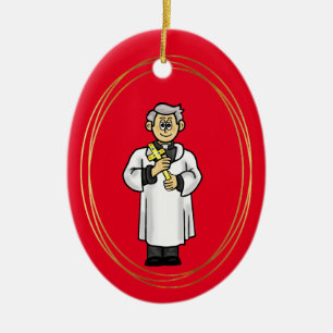 Priest Holding kruis kerstversiering Keramisch Ornament