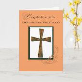 Priest Ordination Gefeliciteerd Metallic Cross Kaart (Gele Bloem)
