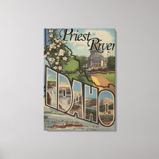 Priest River, Idaho - Large Letter Scenes Canvas Afdruk (Voorkant)