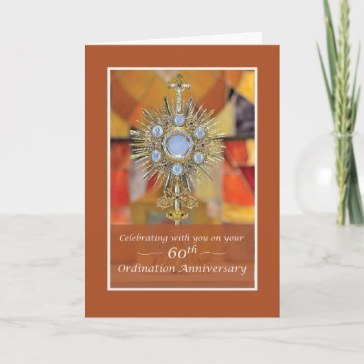 Priester 60e Ordinatie Jubileum Monstrance Host Kaart (Voorkant)