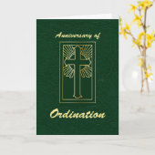 Priester Jubileum van Ordination Green Leather Kaart (Gele Bloem)