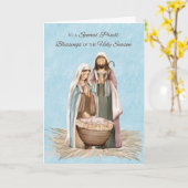 priester kerst zegeningen Bedankt kerststal Kaart (Gele Bloem)