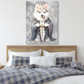 Priester Koning Siberische Husky hond Canvas Afdruk (Insitu (Slaapkamer))