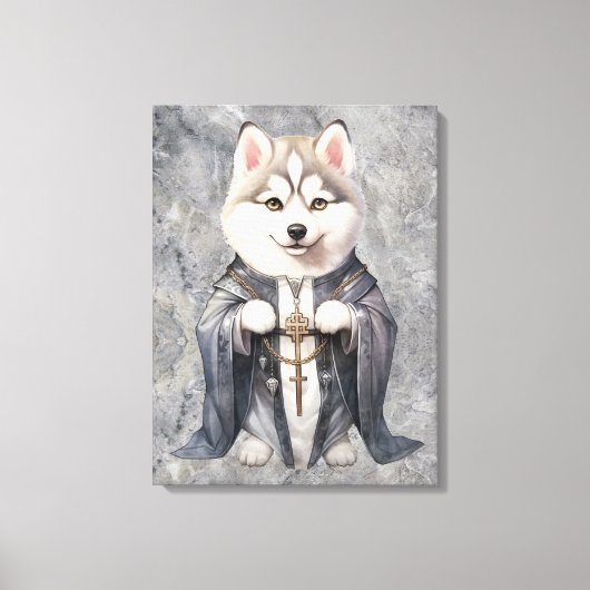 Priester Koning Siberische Husky hond Canvas Afdruk (Voorkant)