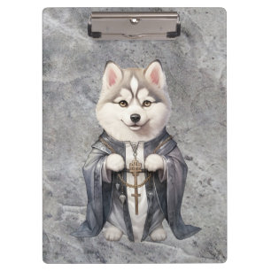 Priester Koning Siberische Husky hond Klembord