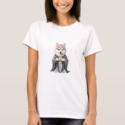 Priester Koning Siberische Husky hond T-shirt (Voorkant)
