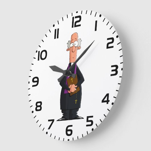 Priester met bijbel als grappig geestelijk karakte grote klok (Hoek)