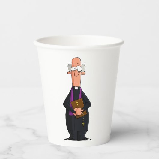 Priester met bijbel als grappig geestelijk karakte papieren bekers (Voorkant)