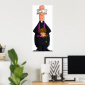 Priester met bijbel als grappig geestelijk karakte poster (Thuiskantoor)