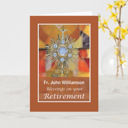 Priester Pensioen Goudkleurige Monstrans met Hosti Kaart (Gele Bloem)