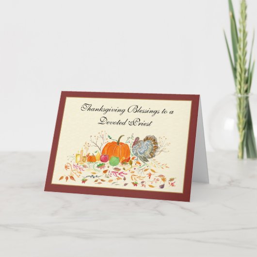 Priester Turkije met pompoen Thanksgiving Vakantie Kaart (Voorkant)