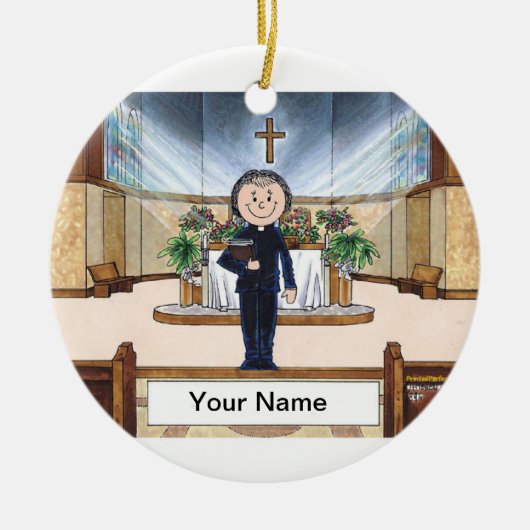 Priester - Vrouw Keramisch Ornament (Voorkant)