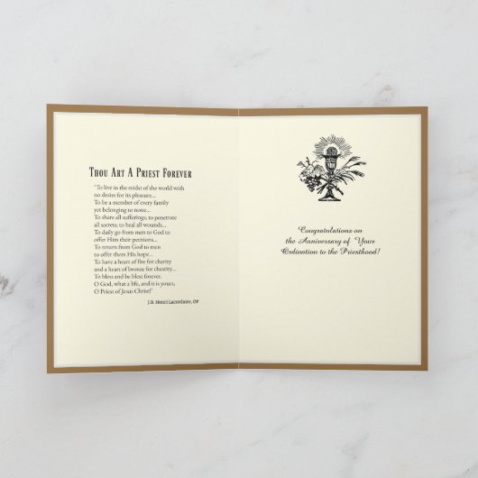 Priesterwijding Heilig Hart Jezus Elegant  Kaart (Binnen)
