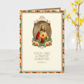 Priesterwijding Heilig Hart Jezus Elegant Kaart (Gele Bloem)