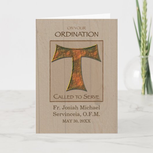 priesterwijding  naam Datum Tau Cross Kaart (Voorkant)