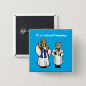 Priesthood Sunday Button met twee Happy Priests (Voorkant /achterkant)