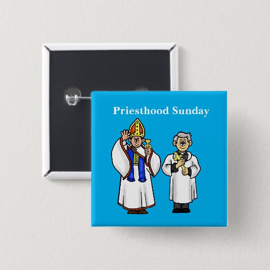 Priesthood Sunday Button met twee Happy Priests (Voorkant /achterkant)