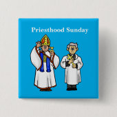 Priesthood Sunday Button met twee Happy Priests (Voorkant)