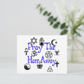 Priez la carte postale Hate Away bleu (Debout devant)
