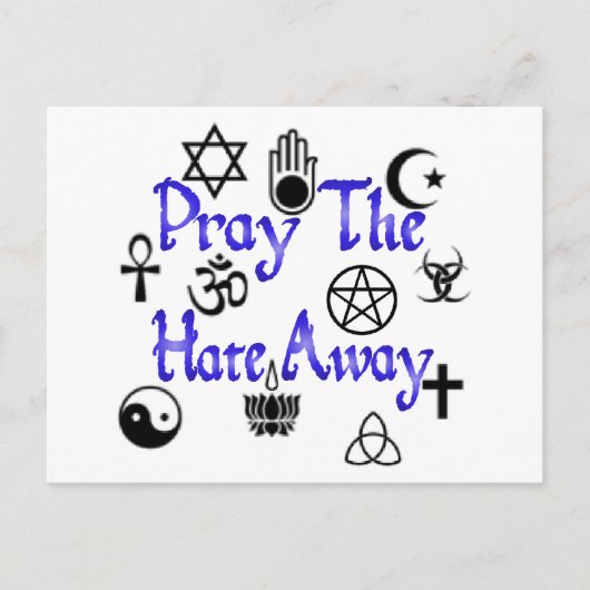Priez la carte postale Hate Away bleu (Devant)