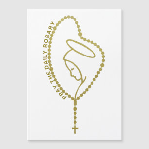 PRIEZ LE JOUR ROSARY VIRGIN MARY GOLD MAGNET