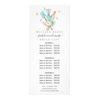 Prijs Blush Roze Cake Mixer Floral Bakery Service Reclamekaart
