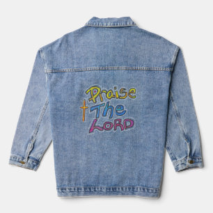 ‘Prijs de HEER’ Christelijke citaat met kruis Denim Jacket