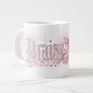 "Prijs De Heer" pastel roze en groen Extra Grote Beker